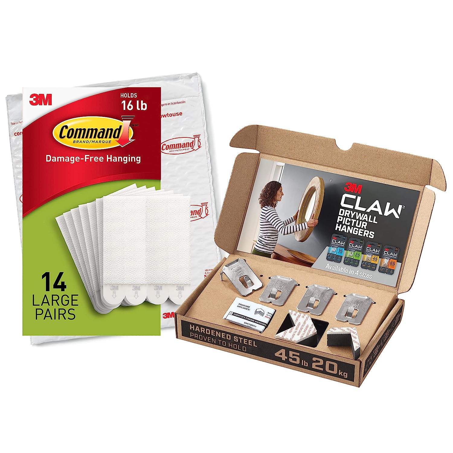 230816082720300_1 Command Large Picture Hanging Strips, Damage Free Hanging Picture Hangers, No Tools Wall Hanging Strips for Living Spaces, 4 White Adhesive Strip Pairs - Image 1